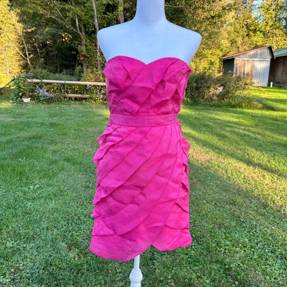 LUCA LUCA Ruffle Ruffles Dress Hot Barbie Pink size 42 Made in Italy Small